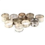 10 silver napkin rings, 7.5oz total Lot sold as seen unless specific item(s) requested