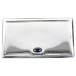 A Continental Art Deco silver card case, with cabochon sapphire thumbpiece, maker's marks BC, 9cm