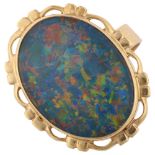 A 9ct gold opal triplet dress ring, setting height 24mm, size Q, 5g No damage or repairs, general