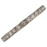 A diamond full eternity ring, unmarked platinum settings with single-cut diamonds, band width 2.1mm,