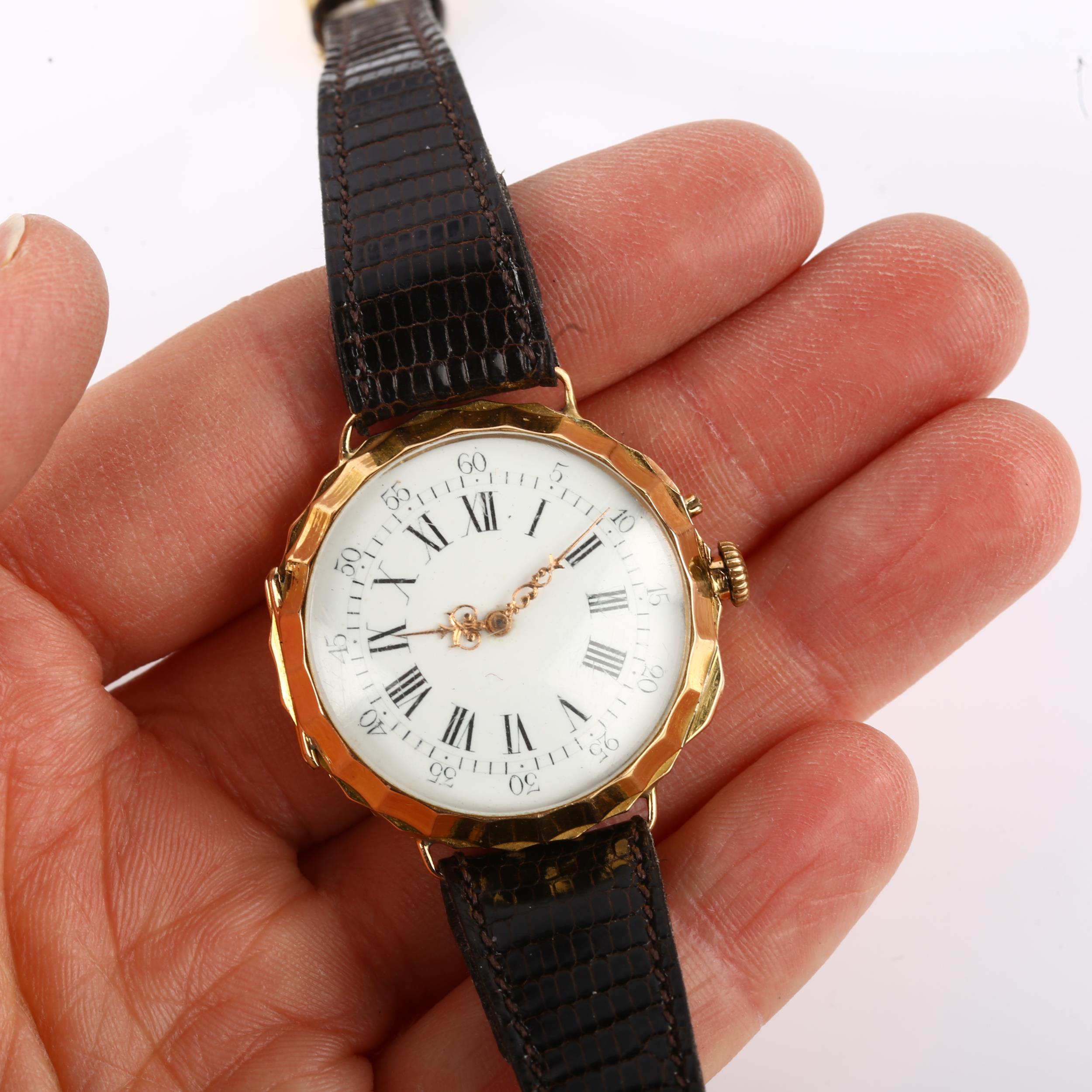 LECOULTRE & CO - an early 20th century French 18ct gold mechanical wristwatch, white enamel dial - Image 5 of 5