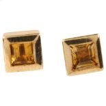 A pair of 14ct gold citrine earrings, with stud fittings, earring width 5.6mm, 1.9g No damage or