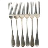 A set of 6 George V silver Old English pattern dinner forks, by D & J Wellby Ltd, hallmarks London