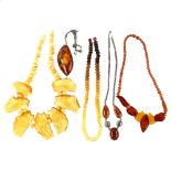 Various amber jewellery, including silver necklace, pendant etc Lot sold as seen unless specific