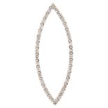 A modern 9ct white gold diamond marquise openwork pendant set with single-cut diamonds, pendant
