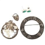 Various silver jewellery, including pair of emerald stud earrings etc Lot sold as seen unless