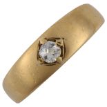 A 19th century 18ct gold 0.15ct solitaire diamond gypsy ring, set with old European-cut diamond,