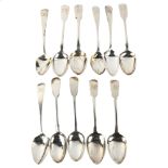 Various silver Fiddle and Old English pattern teaspoons, including Exeter, 5.5oz total Lot sold as