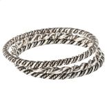 3 Danish silver Viking Revival rope twist bangles, makers include Bent Larsen, internal