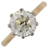 A 3.02ct solitaire diamond ring, 18ct gold plain 8-claw setting with old brilliant-cut diamond,