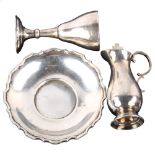 A George VI matched silver 3-piece church Communion set, comprising chalice, paten and jug, by James