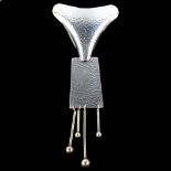 NIELS ERIK FROM - a Danish modernist sterling silver collar ornament, with silver-gilt drops and