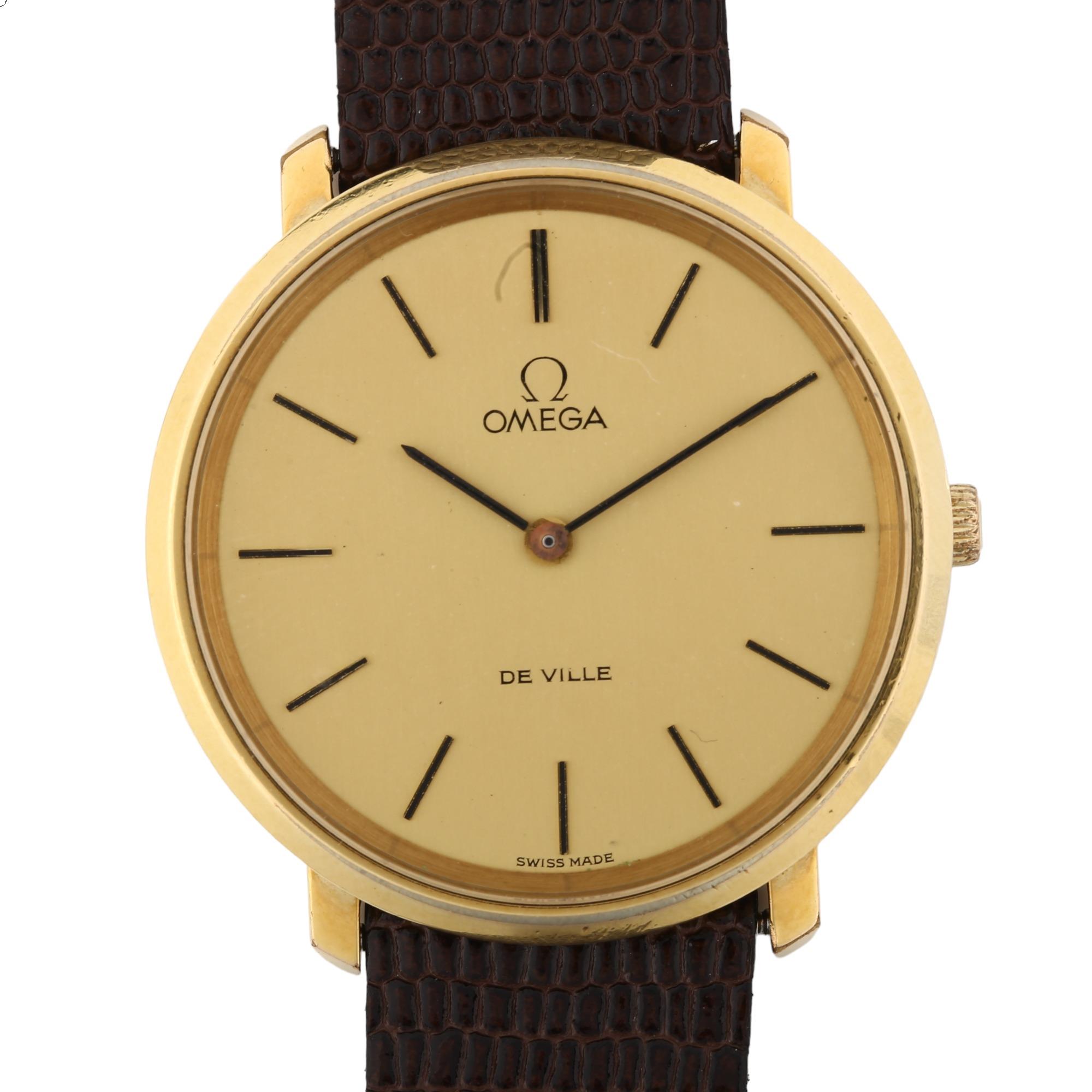 OMEGA - a gold plated stainless steel Deville mechanical wristwatch, ref. 111.0107, circa 1973,