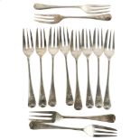 A set of 12 Edward VIII silver Old English pattern pastry forks, by William Hutton & Sons Ltd,