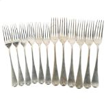 MAPPIN & WEBB - 12 silver Old English pattern forks, comprising 6 x dinner forks, and 6 x dessert