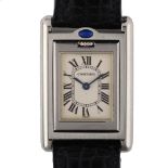 CARTIER - a lady's stainless steel Tank Basculante quartz wristwatch, ref. 2386 circa 2003, silvered