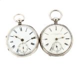 2 x 19th century silver open-face key-wind pocket watches, including example by Cahoon Brothers of
