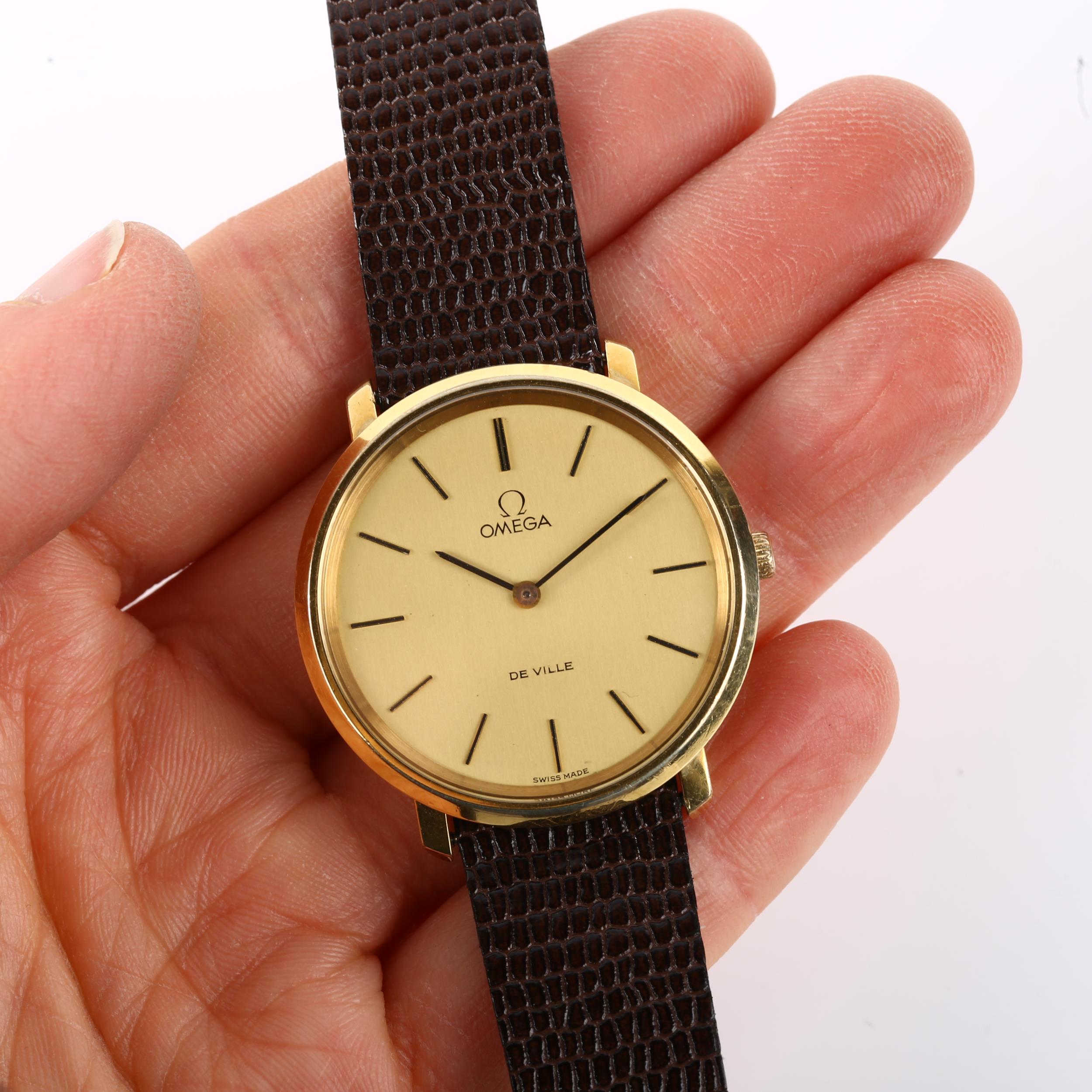 OMEGA - a gold plated stainless steel Deville mechanical wristwatch, ref. 111.0107, circa 1973, - Image 5 of 5