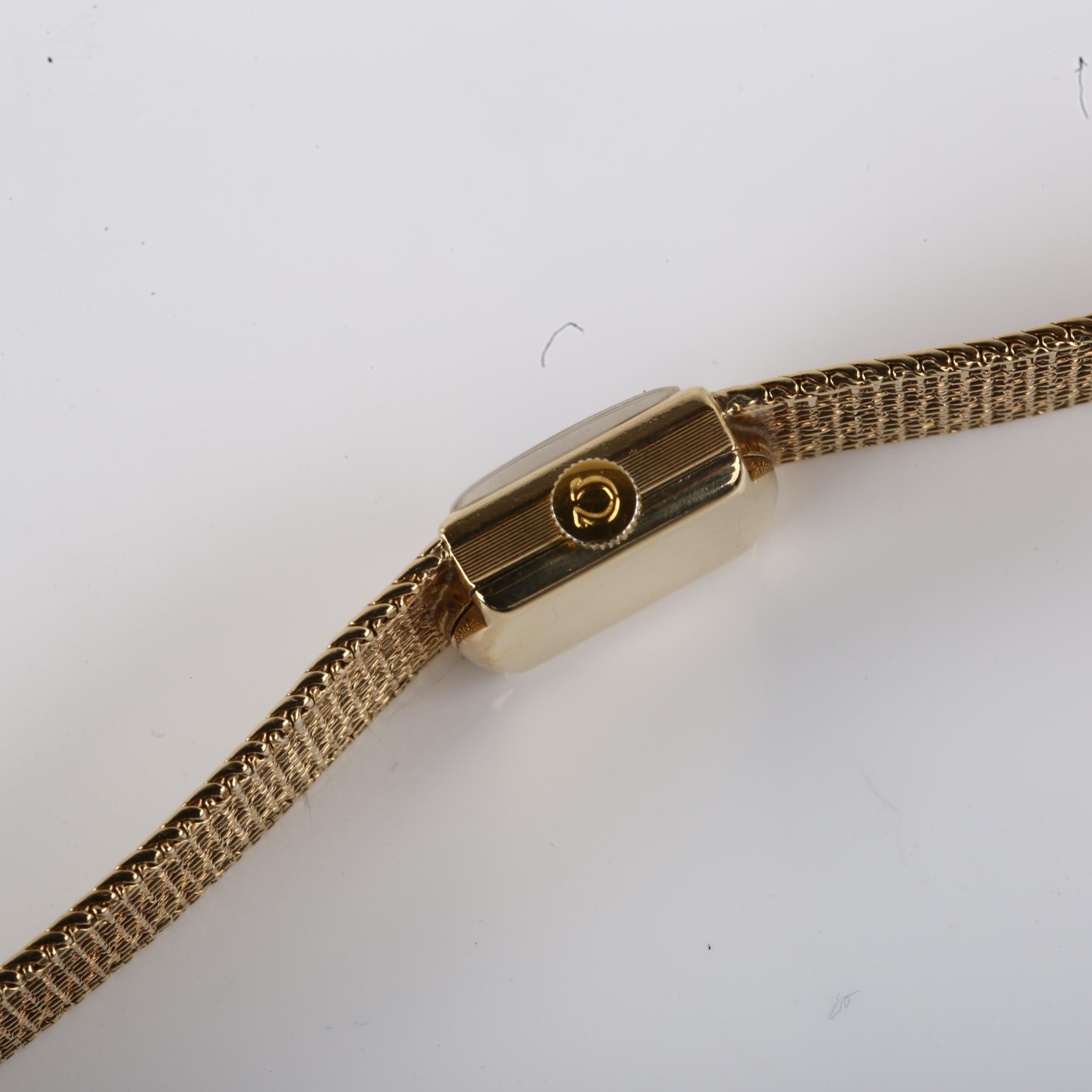 OMEGA - a lady's 9ct gold mechanical bracelet watch, circa 1968, silvered dial with baton hour - Image 4 of 5