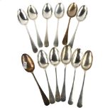 12 Elizabeth II silver Old English pattern dessert spoons, maker's include Mappin & Webb, and Walker