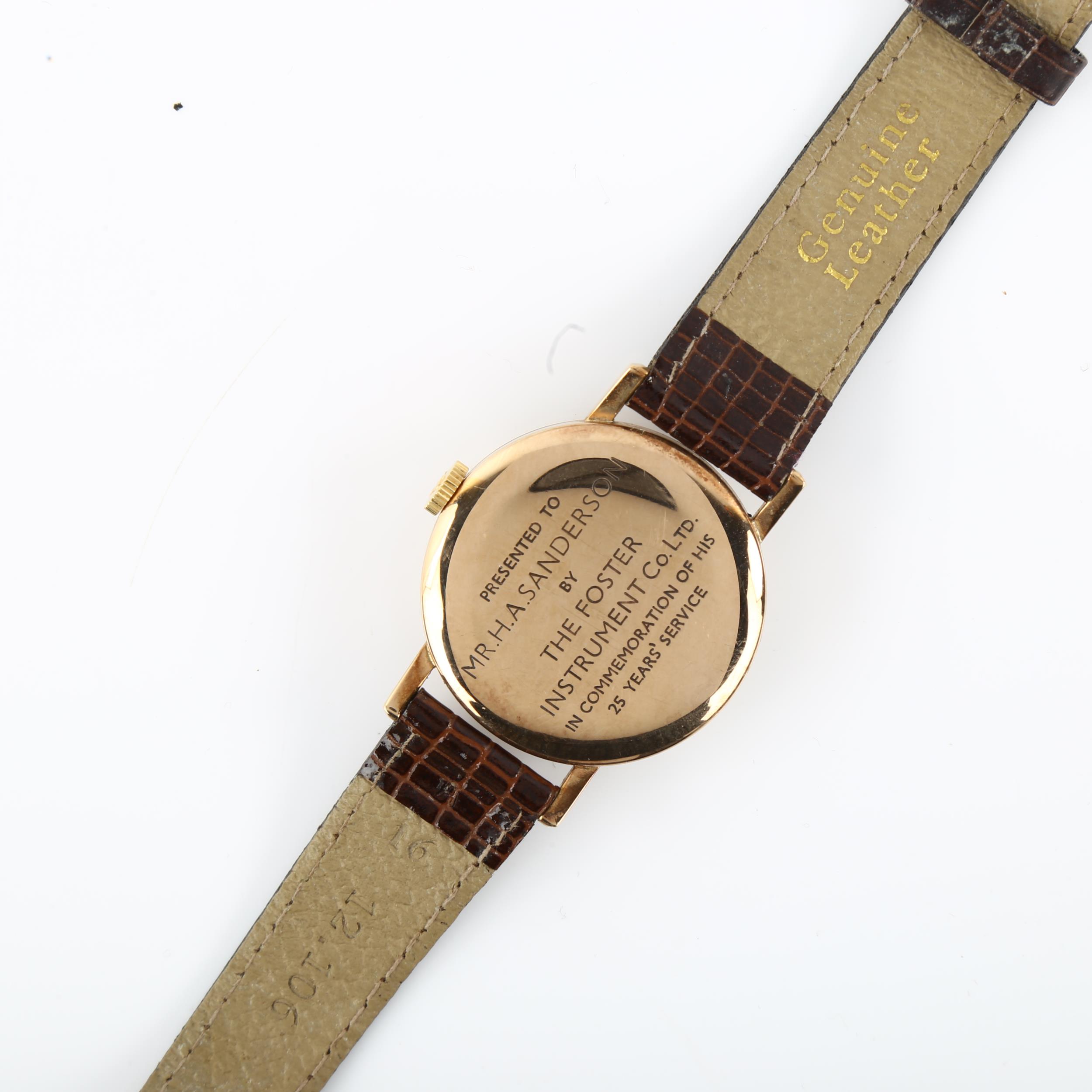 TUDOR - a Vintage 9ct gold mechanical wristwatch, ref. 6260, circa 1957, silvered dial with blued - Image 4 of 5