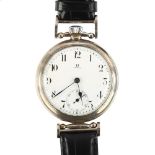 OMEGA - a Continental silver-cased open-face keyless pocket watch/wristwatch, white enamel dial with