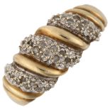 A modern 9ct gold diamond dress ring, set with single-cut diamonds, total diamond content approx 0.