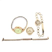 3 x lady's 9ct gold wristwatches, comprising Elkington, Avia and Dot, largest case width 25mm (3)