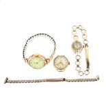 3 x lady's 9ct gold wristwatches, comprising Elkington, Avia and Dot, largest case width 25mm (3)