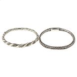 2 Danish silver Viking Revival bangles, internal circumference 20cm, 79.2g total (2) No damage or