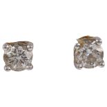 A pair of 18ct gold 0.4ct solitaire diamond earrings, each prong set with 0.2ct modern round