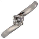 An 18ct white gold 0.15ct solitaire diamond ring, colour approx F/G, clarity approx I1/I2, size J,