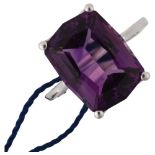 ASTLEY CLARKE - a modern 14ct white gold fantasy-cut amethyst dress ring, amethyst length 15.9mm,