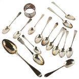 Various silver, including Scottish Old English pattern dessert spoon, by Patrick Robertson, 6.7oz