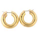 A pair of 18ct gold hollow hoop earrings, maker's marks ED, import hallmarks Sheffield 1991, hoop