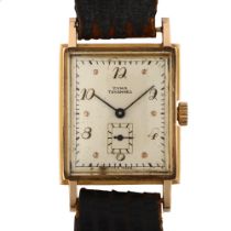 CYMA - an Art Deco Swiss 18ct gold mechanical wristwatch, silvered dial with eighthly Arabic