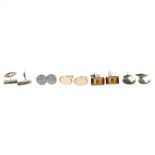 5 pairs of Continental silver cufflinks, makers include Arne Johansen, 57.8g total (5 pairs) No