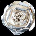 A modern handmade sterling silver rose flowerhead pendant, by Claude Wilkes, hallmarks London