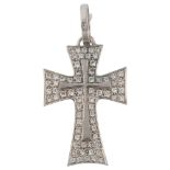 A modern 9ct white gold cubic zirconia cross pendant, pendant height 40.2mm, 3.9g No damage or