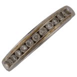 A 9ct white gold diamond half eternity ring, channel set with modern round brilliant-cut diamonds,