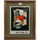 Olaf Rude, cubist composition, lithograph, published for Klingen Denmark, image 30cm x 23cm,