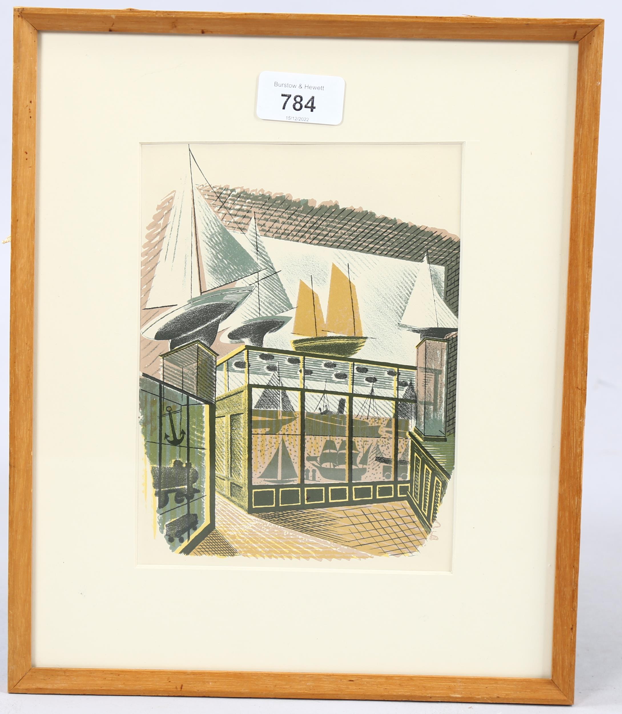 Eric Ravilious (1903-1942), lithograph in colours on paper, Model Ships and Railways, 18.5cm x 15cm, - Image 2 of 4