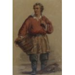 19th century watercolour, portrait of a fisherman, indistinctly signed, 42cm x 28cm, framed Paper