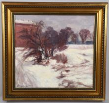 Knud Gleerup (Danish, 1884 - 1960), Copenhagen in winter, oil on canvas, signed and dated 1918, 45cm