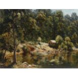 Howard Barron (1900 - 1991), reflections - Macdonald River Australia, signed, 34cm x 45cm, framed