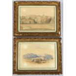 Indian School, pair of 19th century topographical landscapes, watercolours, unsigned, 17cm x 25cm,