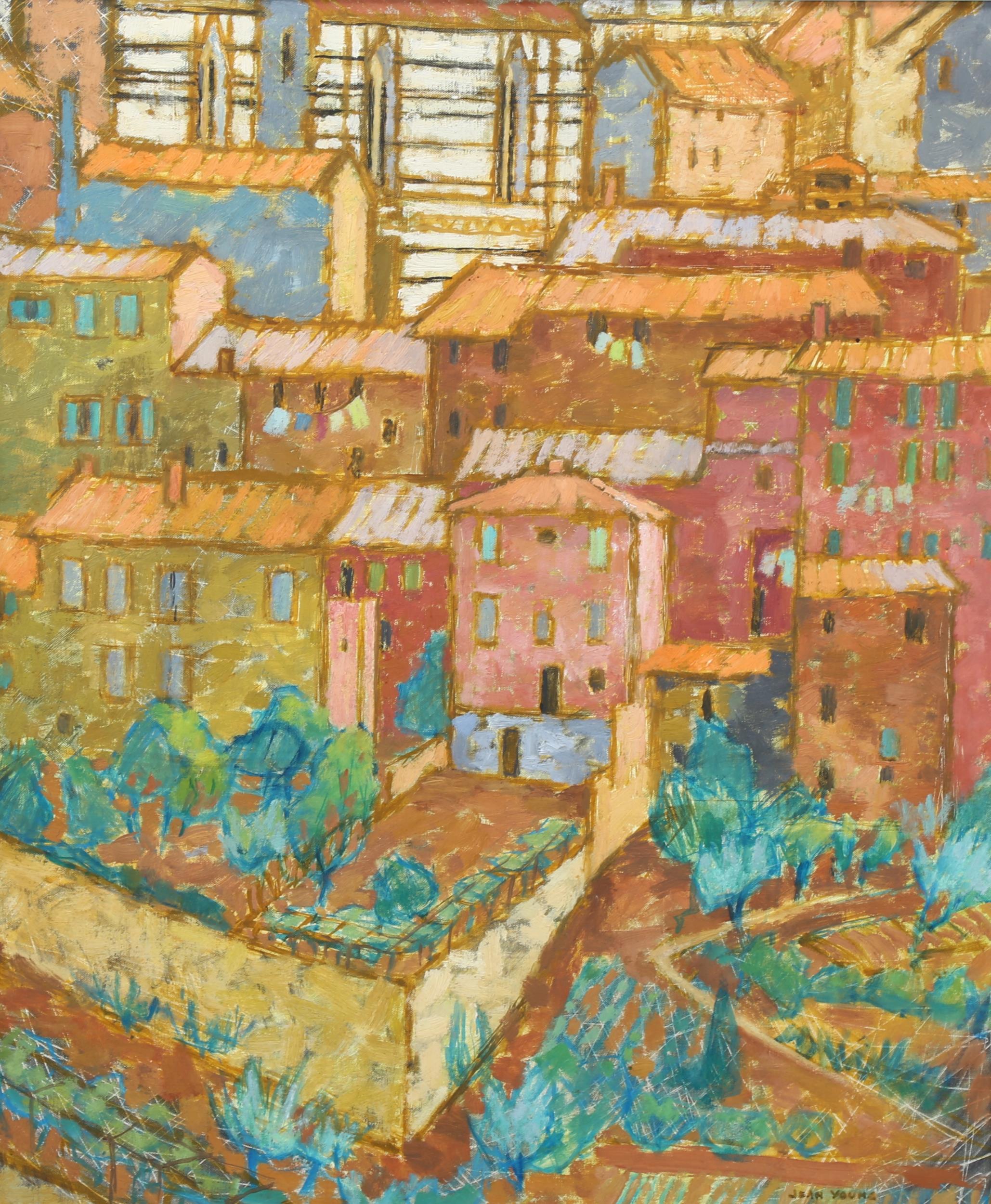 Jean Young (1914 - 1995), Italian town scene, oil on canvas, signed, 60cm x 50cm, framed Good - Image 2 of 4
