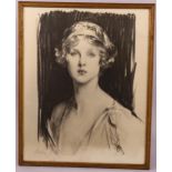 After John Singer Sargent, portrait of Lady Diana Manners, lithograph, 60cm x 48cm, framed Good