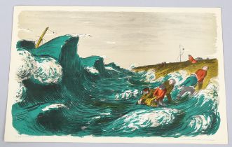 Edward Ardizzone, the wreck, colour lithograph published by School Prints Ltd 1951, sheet size