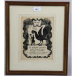 Eric Ravilious, Golden Cockerel 1932 wood engraving, 24cm x 18cm, framed Even paper discolouration